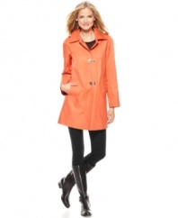 Clean lines and simple styling make this London Fog raincoat an easy go-to for spring's damp days!