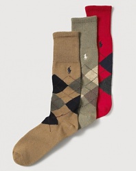 Polo Ralph Lauren classic argyle socks is detailed with Polo player embroidery.