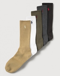 Polo Ralph Lauren Men's traditional crew cotton socks have a touch of stretch for a comfortable fit. Detailed with Polo player embroidery.