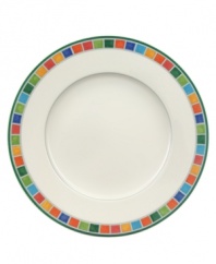 Make the humble side salad a little more lively with the Twist Alea salad plate. Features an enamel colorblock pattern reminiscent of Spanish tile and a vivid band of color along the rim.
