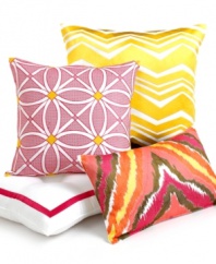 A fun zigzag pattern in a hot yellow hue offers a bold look in this Coachella decorative pillow for a fabulous Trina Turk look.
