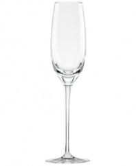 More than meets the eye, this flute from the Rose crystal stemware collection boasts a simply luminous bowl and slender stem. Etched roses sweetly adorn the base for a touch of modern romance, courtesy of Marchesa by Lenox.