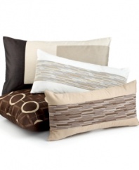 Embroidered geometric shapes in on a rich espresso ground offer a modern look of sleek sophistication. This Hotel Collection pillow features pure Pima cotton. Zipper closure.