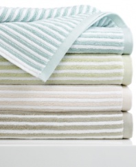 Ultra-soft combed Turkish cotton and jacquard woven textured stripes come together in this Linea bath sheet for a sumptuous finish to your daily showers. Comes in four soft color palettes.
