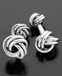 The classic touch to a tuxedo or sophisticated suit. Sterling silver love knots offer an elegant look to French cuffs.