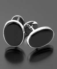 Pay attention to every detail. The handsome cufflinks feature onyx (9 x 7 mm) set in sterling silver.