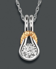 A sophisticated pendant hangs from a delicate chain. This Everlon diamond (1/7 ct. t.w.) necklace features an elegant two-tone setting - perfect for the lady who loves both gold and silver jewelry. Approximate length: 18 inches. Approximate drop: 5/8 inch.