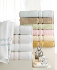 Exquisitely soft, highly absorbent and wonderfully luminous, Lenox's Pearl Essence bath towel takes luxury to a new level with soft Pima cotton-and-viscose exquisitely embellished with leaf embroidery. Features the signature Lenox Laurel Leaf logo.