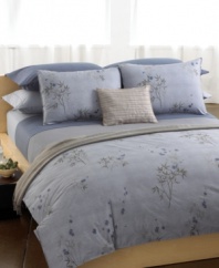 Serene Asian-inspired flora float over soft mauves, lending your room a peaceful elegance. Coordinates with the designer's Rhythmic Stripe pattern. 100% combed cotton with a luxurious 220-thread-count, vat dyed for longer-lasting color and softness.