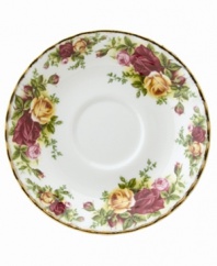 This popular bone china pattern surrounds blooming sprays of colorful English roses with hand-applied bands of 22K gold. Safe for use in the dishwasher, oven and freezer. Manufacturer's two-year warranty.