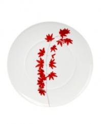 Sprinkle your table with vibrant red flowers with the light and breezy Pure Red leaf round platter from Mikasa. The classic shape makes this dinnerware and dishes collection ideal for everyday use while the airy, organic design also makes a festive dinner party set.