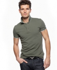 Elevate your casual look with this polo shirt from Armani Jeans with contrast striping at the collar and sleeves.