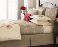 Featuring delicate, tone-on-tone vine embroidery at the hem of the flat sheet and pillowcases, the Dreamtime Floral sheet set brings a touch of traditional charm to your bed. This Martha Stewart Collection sheet set features soft, 300 thread count cotton sateen. Fitted sheet features all-around elastic.