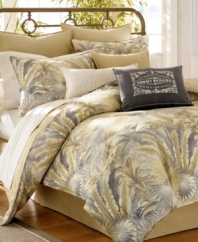 Feel the breeze in your bedroom. Tommy Bahama creates a feeling of sheer relaxation with this Bahamian Breeze comforter set, featuring an exotic floral print in soothing gray and tan hues.