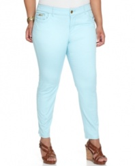 Baby Phat's plus size jeans take your look to the next level! Colorful stretch twill makes a fun update for spring.
