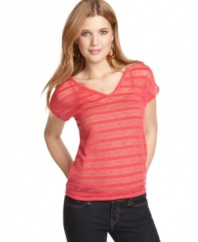 Add a burst of stripes to your closet with this fresh short sleeve top from One Clothing.