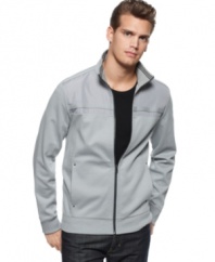 Add a but of sport to your layered look with this sleek lightweight track jacket from Calvin Klein.