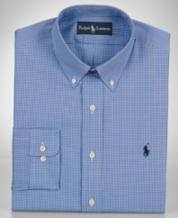 Square off. Crafted in a crisp check, this Polo Ralph Lauren slim-fit shirt is a modern addition to your work wardrobe.
