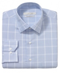 With a sure-footed glen plaid pattern, this dress shirt from Geoffrey Beene adds a classic touch to your work week.