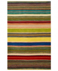 In bold, vibrant colors, this dynamic area rug bursts with life in every interior. Special dyeing techniques are used to create the rug's rich hues, as well as its soft texture. Woven from wool, the Inca rug is just what you need to make any room more exciting.