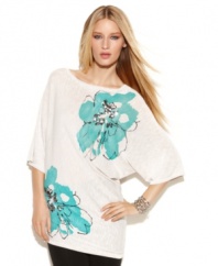 Slouchy chic, sparkling sequins and wild blooms – this INC tunic sweater truly has it all!