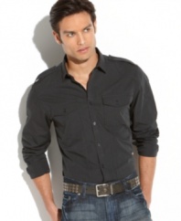 A rugged look for after work or the weekend, this INC International Concepts button down is casual and cool.