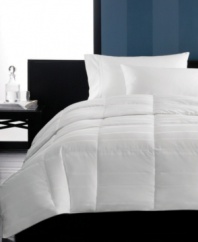 Sleep in luxury. The Primaloft All Season comforter from Hotel Collection surrounds you in plush softness and sophisticated design. Featuring a hypoallergenic Primaloft fill that helps control allergens in a versatile weight ideal for all seasons. A subtle stripe pattern adorns the soft, 300 thread count, 100% cotton cover for a modern, stylish look.