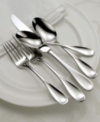 Make a lasting impression at your table with the Voss flatware set from Oneida. Classic tines, bowls and blades feed into dramatic teardrop handles with curved, slightly concave tips. Great for casual entertaining and everyday use.