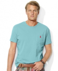 An essential short-sleeved crewneck T-shirt is designed for a classic fit in lightweight combed cotton jersey.