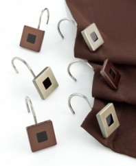 Featuring rich, earthy tones and a bold geometric pattern, the Precision Bath Collection lends artful sophistication to your everyday routine. Shower curtain hooks are a bath essential. Crafted in glossy metal.