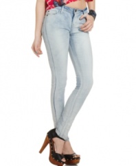 A splotchy, light wash adds awesome color dimension to a pair of skinny jeans done right, by Do Denim!