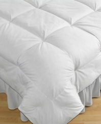 Exceptionally fluffy and irresistibly cozy, the Cozy Loft(tm) comforter boasts a patented tufted corner design that increases the space inside each box, allowing for incredibly loft with no shifting. Also features a luxurious 500-thread count Egyptian cotton cover and Hyperclean® down, rinsed of dirt and allergens. The Comfort Lock® border keeps fill on top of you and not along the edges, and Barrier Weave(tm) fabric stops feathers from sneaking out.
