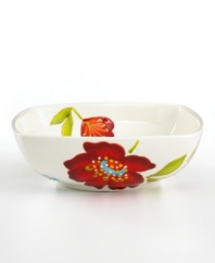 Blossoming in the brightest hues, the hand-painted Chloe serving bowl by Laurie Gates dishes out oodles of cheer day after day.