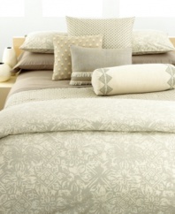 Fawn colored diamonds are piece-dyed over a crisp white cotton ground on these Sintra pillowcases from Calvin Klein. The hem detail features intricate pleating, creating a unique and luxuriously soft place to relax. (Clearance)
