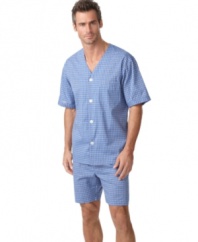 Freshen up your sleepwear with this crisp plaid pajama set from Club Room.