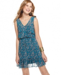 Geometric print plus a ruffled hem equal the perfect day dress equation, from Be Bop!