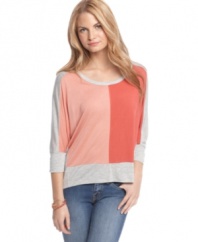 Be cool in this new top on the color block from American Rag that's as comfy as it is on-trend!
