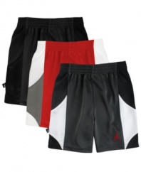 He'll be flying high when he's wearing these comfortable Jordan shorts from Nike.