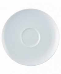 Simply smooth and modern in crisp white porcelain, the TAC 02 saucer offers a timeless balance of form and function.
