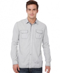 Be a little bit country and a little bit rock-and-roll in this long-sleeved shirt from Buffalo David Bitton that brings city style with a relaxed cowboy touch. (Clearance)