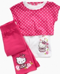A little layer fun. She'll enjoy how easy it is to get the popular layered look with this print tee shirt and matching tank from Hello Kitty.
