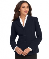 This classically tailored three-button suiting jacket is a go-to favorite for polished office style, by Jones New York.