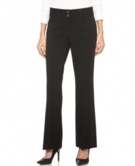 Flatter your figure in Everyday Value slimming curvy-fit pants from Alfani, featuring feminine tailoring and the perfect amount of stretch for a comfortable fit.