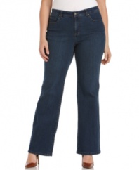 Charter Club's plus size boot cut jeans feature a streamlined design that slenderizes your shape-- they're slimming and sensational!