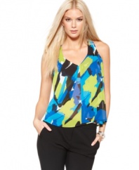 In a bold abstract print, this Vince Camuto chiffon tank is perfect for adding graphic edge to solid bottoms!
