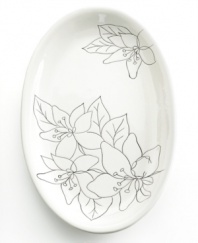 Hand painted and etched in dishwasher-safe earthenware, the Anna oval platter from Laurie Gates' collection of serveware and serving dishes is a recipe for smart, casual dining any day of the week.