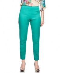Bold color is the most important trend of the spring: try Sunny Leigh's slim pants with a printed or a solid blouse!