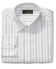 Nail your nine-to-five rotation. Classic meets contemporary on this streamlined striped dress shirt from Donald Trump.