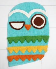Hoo says owls only come out at night? Wise up to the new look in bath with the Give a Hoot rug, featuring a cute winking owl in a palette that's just right, morning or midnight.