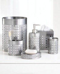 Give your master bath or powder room contemporary polish with the Basketweave tissue boutique. A classic woven pattern becomes clean and sleek in cool metal.